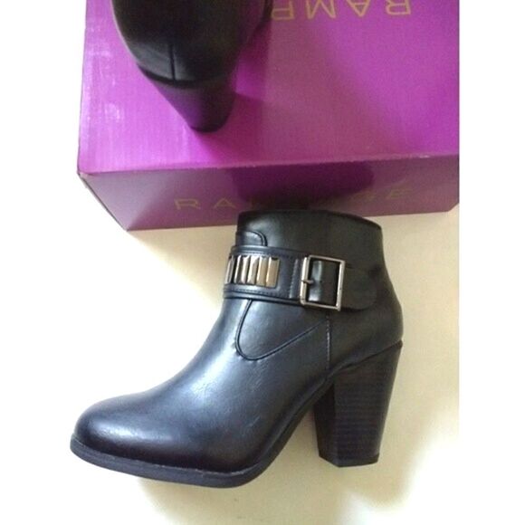 New! RAMPAGE Buckle Detail Women's Black Ankle Boots Booties Shoes NWB - Picture 5 of 8